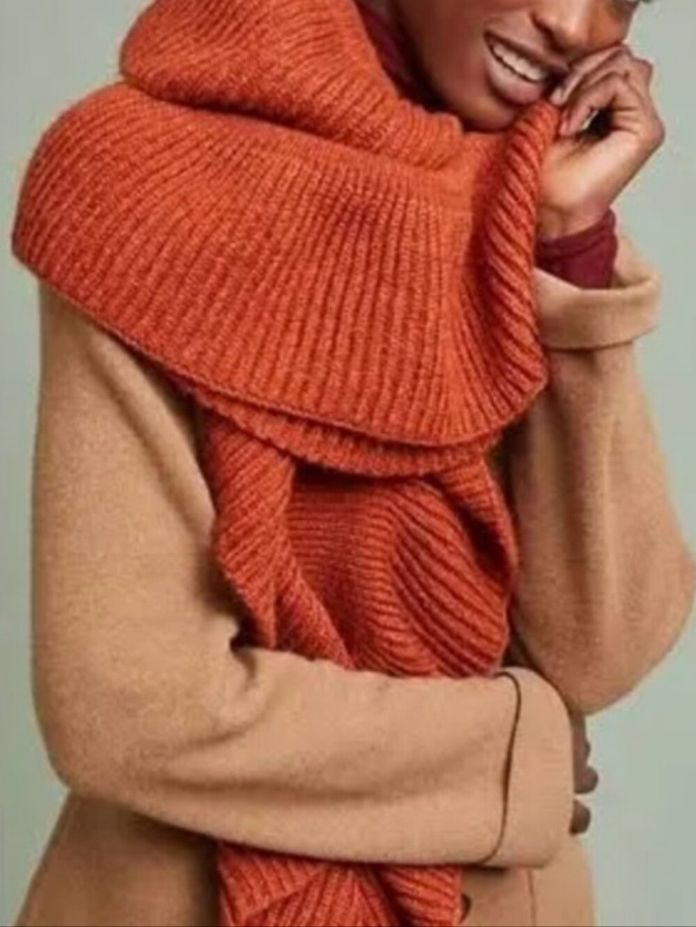 By Anthropologie burnt orange Abigail ribbed ruffled scarf